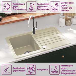 Granitspüle Einzelbecken Beige