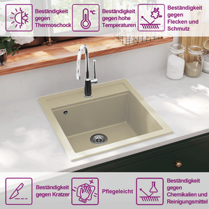 Granitspüle Einzelbecken Beige