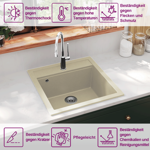 Granitspüle Einzelbecken Beige