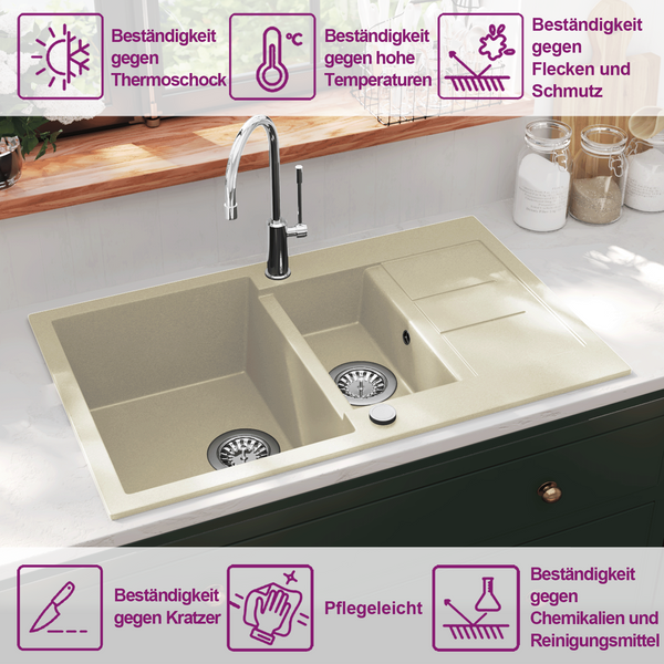 Granitspüle Doppelbecken Beige