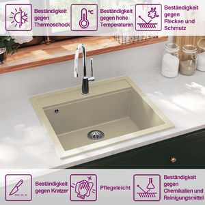 Granitspüle Einzelbecken Beige