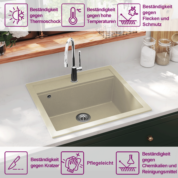 Granitspüle Einzelbecken Beige
