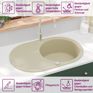 Granitspüle Einzelbecken Oval Beige