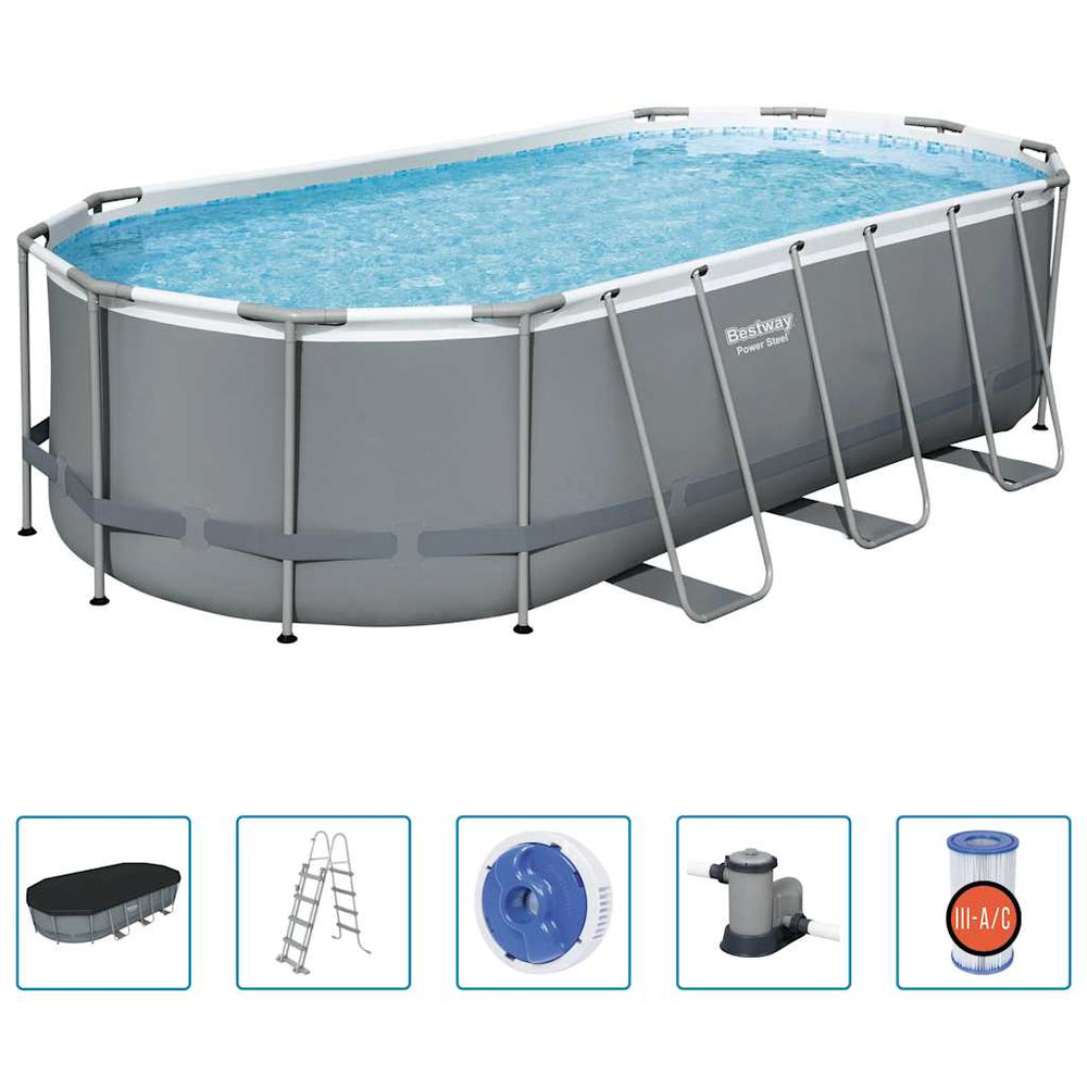 Bestway Power Steel Oval Pool 549x274x122 cm