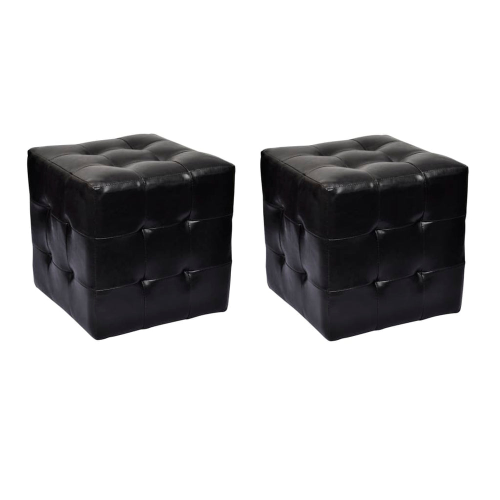 Schwarzer Würfelhocker, 2er-Set