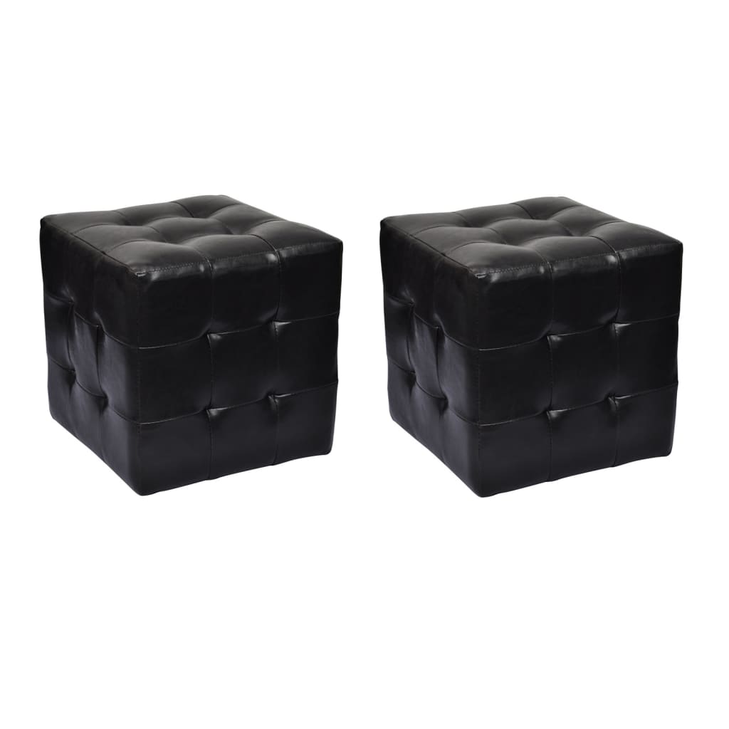 Schwarzer Würfelhocker, 2er-Set
