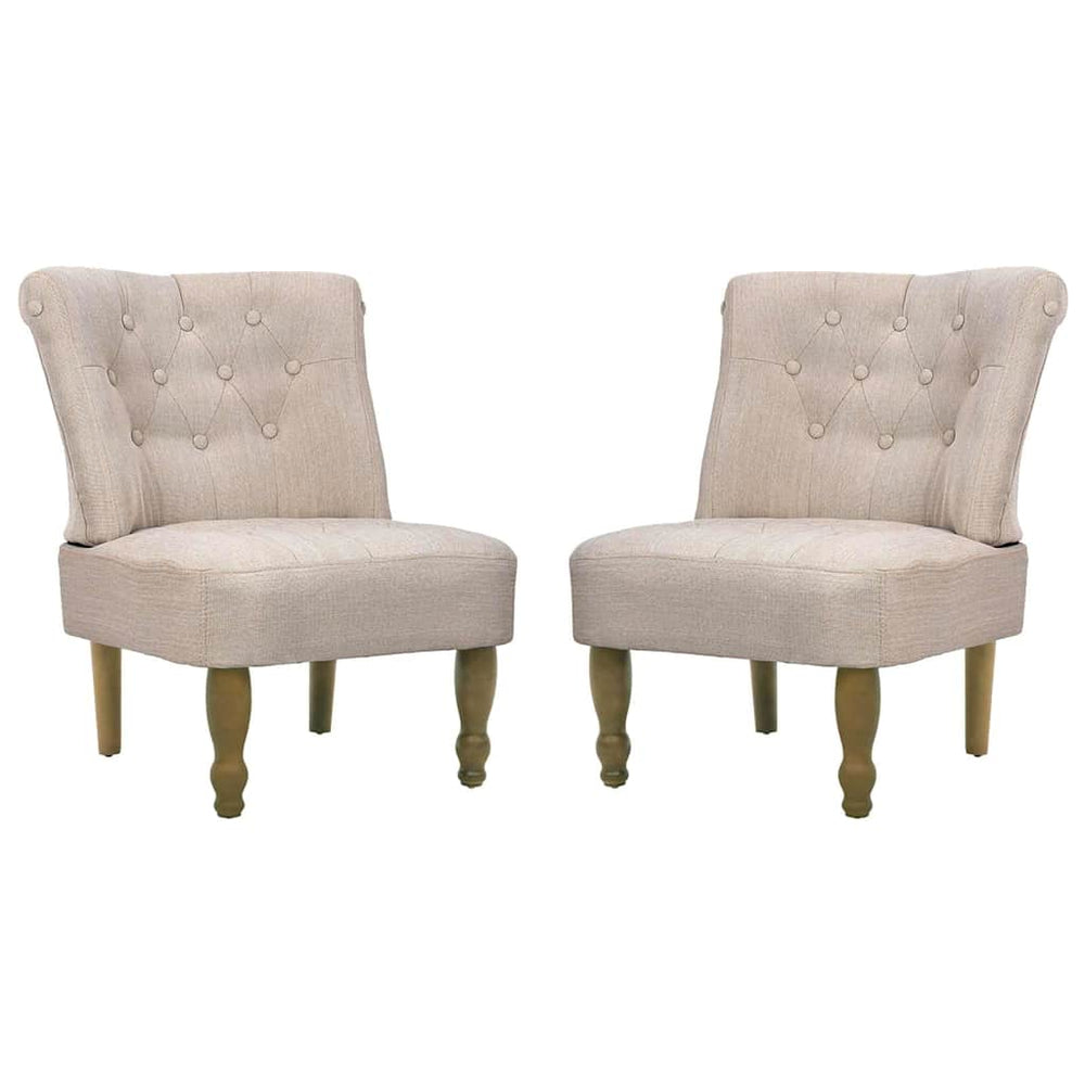 Französische Stühle 2 Stk. Creme Stoff