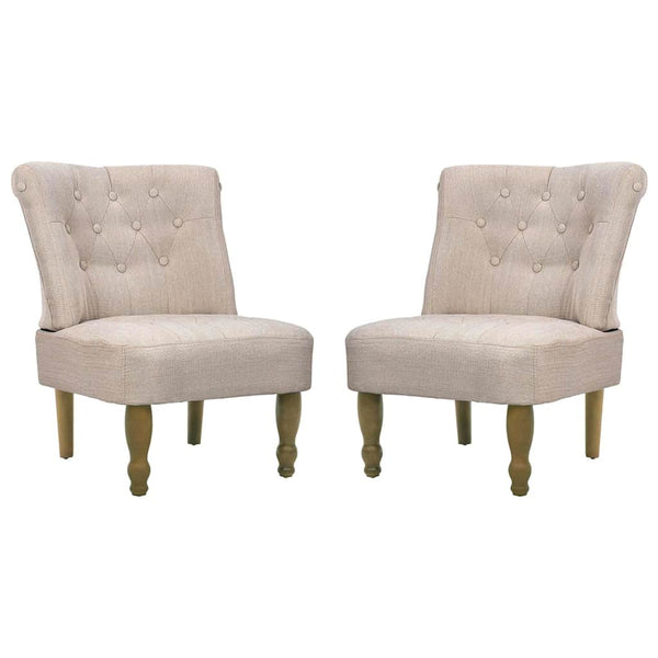 Französische Stühle 2 Stk. Creme Stoff