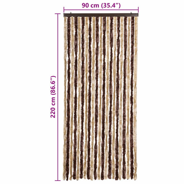Chenille Insektenschutzvorhang Beige/Hellbraun 90x220cm