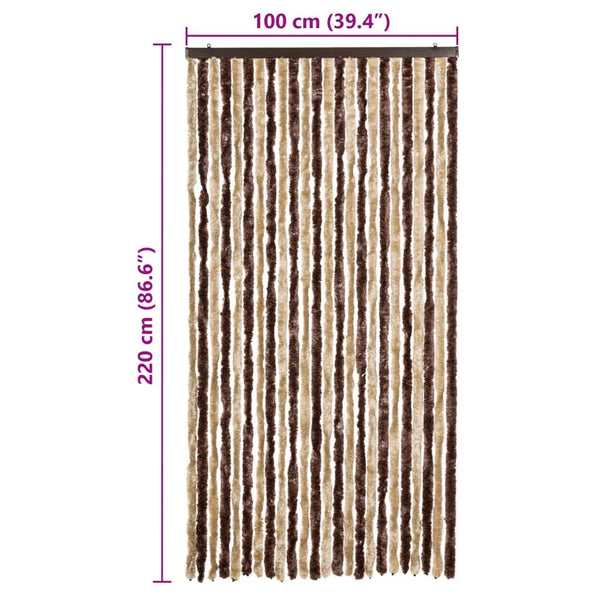 Chenille Insektenschutzvorhang 100x220 cm Beige/Hellbraun