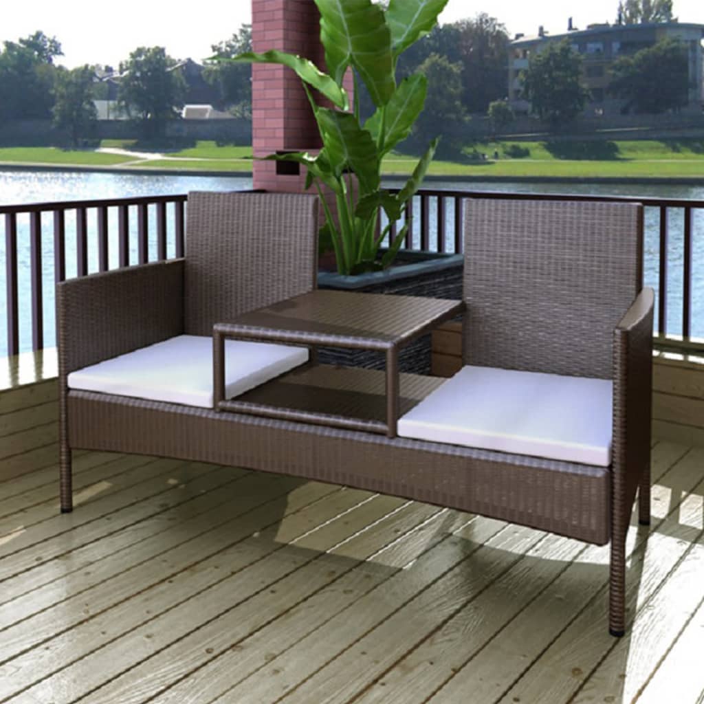 2-Sitzer Gartensofa mit Tisch, Braun