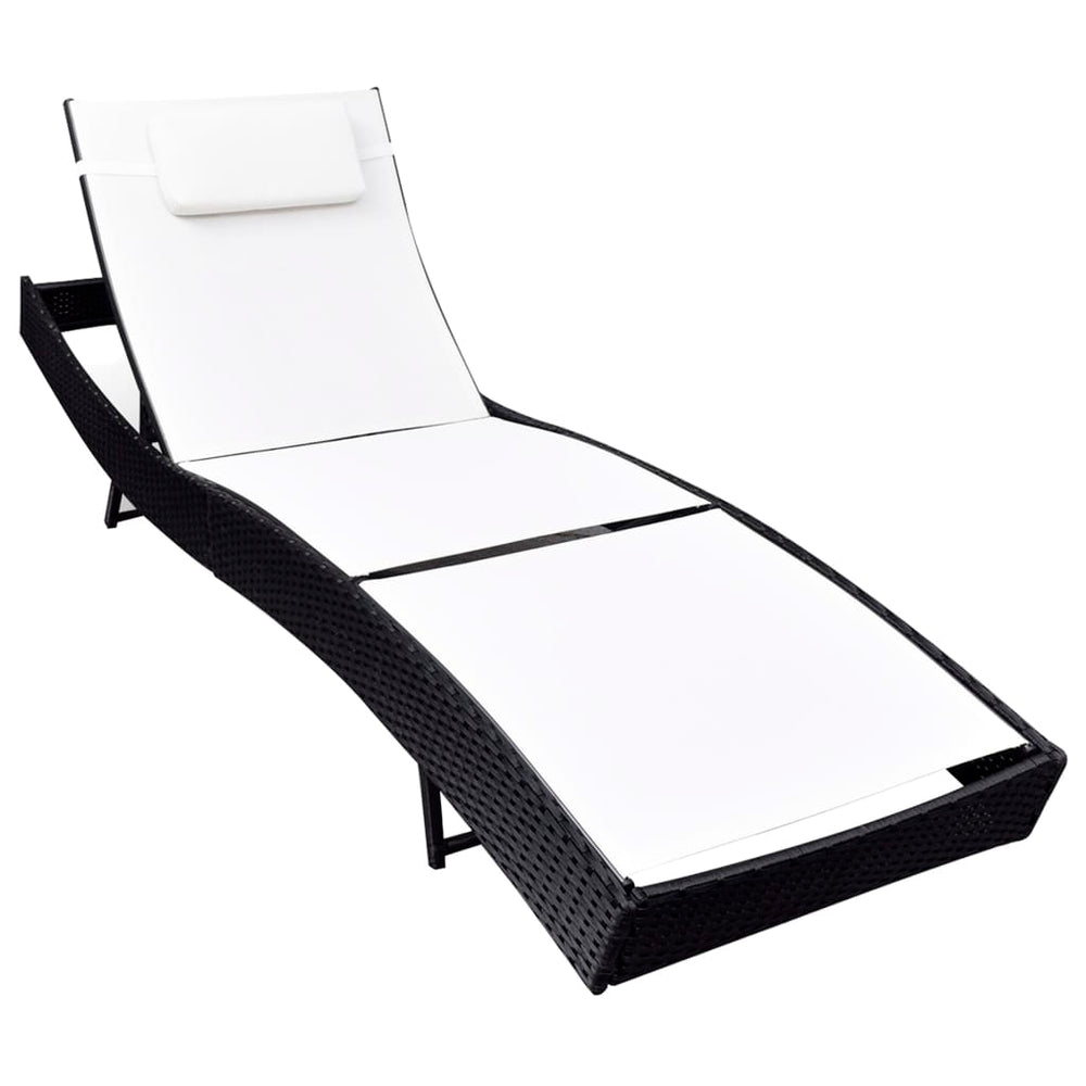 Schwarze Poly Rattan Sonnenliege