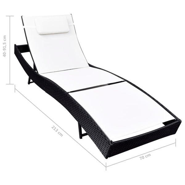 Schwarze Poly Rattan Sonnenliege