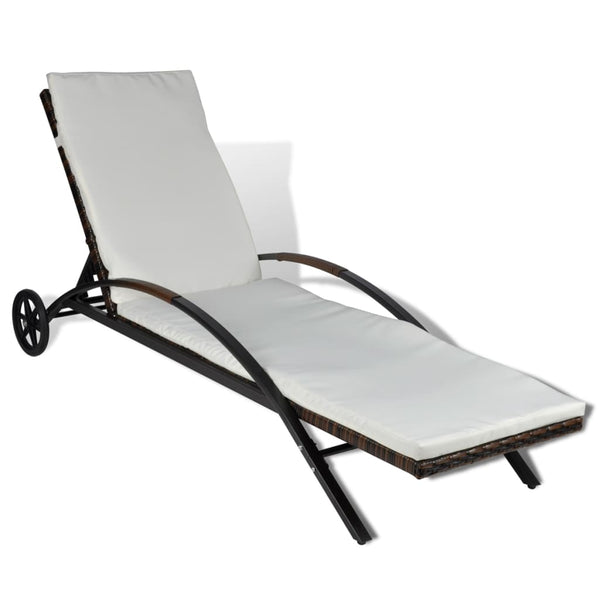 Poly Rattan Sonnenliege mit Polster Braun