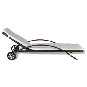 Poly Rattan Sonnenliege mit Polster Braun