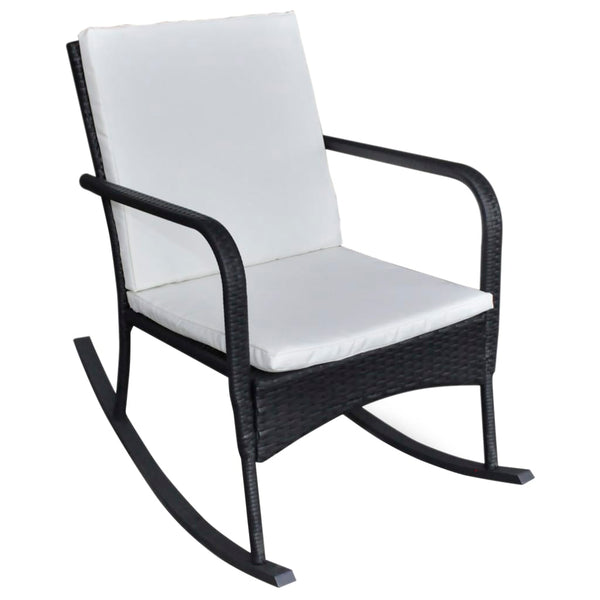 Schwarzer Garten Schaukelstuhl Poly Rattan