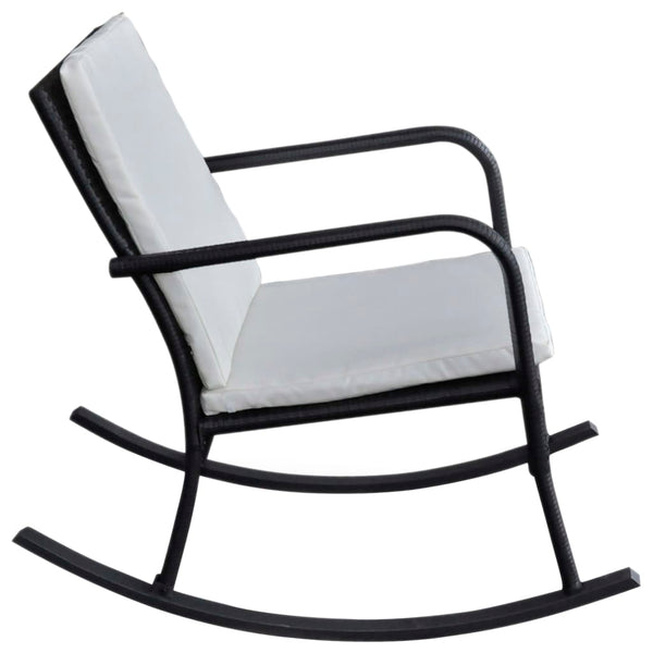 Schwarzer Garten Schaukelstuhl Poly Rattan