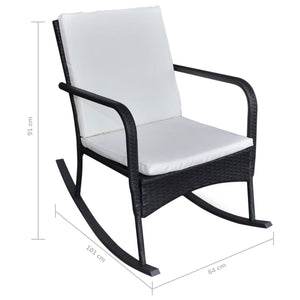Schwarzer Garten Schaukelstuhl Poly Rattan