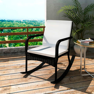 Schwarzer Garten Schaukelstuhl Poly Rattan