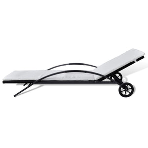 Poly Rattan Sonnenliege mit Polster & Rollen