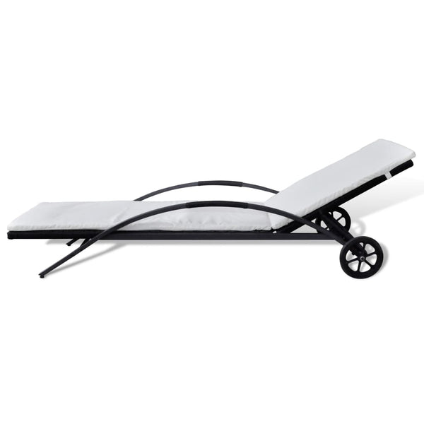 Poly Rattan Sonnenliege mit Polster & Rollen