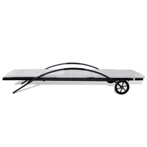 Poly Rattan Sonnenliege mit Polster & Rollen