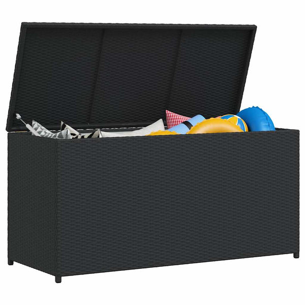 Garten Auflagenbox Schwarz 120 cm Poly Rattan