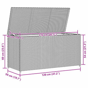 Garten Auflagenbox Braun Poly Rattan 120 cm