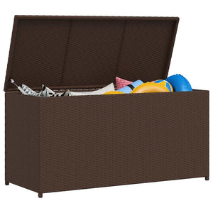Garten Auflagenbox Braun Poly Rattan 120 cm