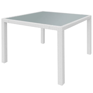 5-teilige Garten Essgruppe Cremeweiß Poly Rattan