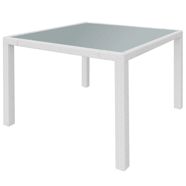 5-teilige Garten Essgruppe Cremeweiß Poly Rattan