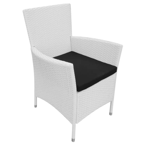 5-teilige Garten Essgruppe Cremeweiß Poly Rattan