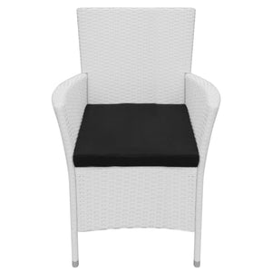 5-teilige Garten Essgruppe Cremeweiß Poly Rattan