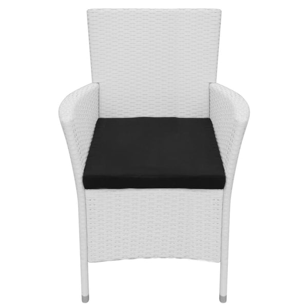 5-teilige Garten Essgruppe Cremeweiß Poly Rattan
