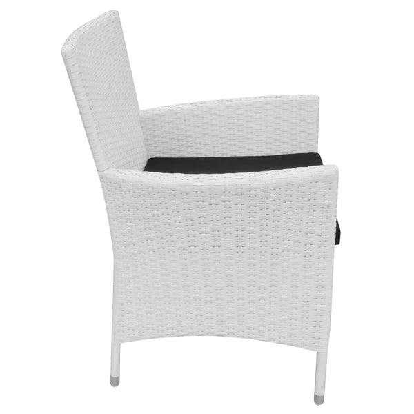 5-teilige Garten Essgruppe Cremeweiß Poly Rattan