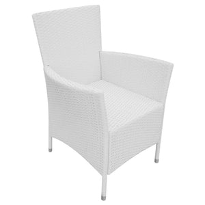 5-teilige Garten Essgruppe Cremeweiß Poly Rattan