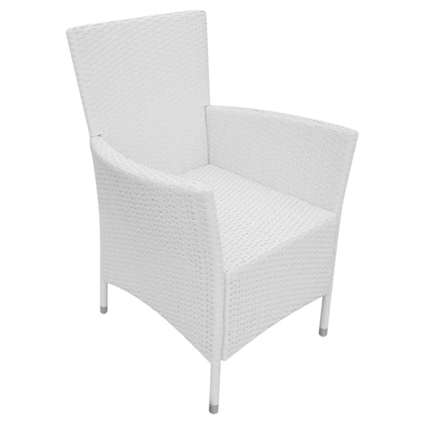 5-teilige Garten Essgruppe Cremeweiß Poly Rattan