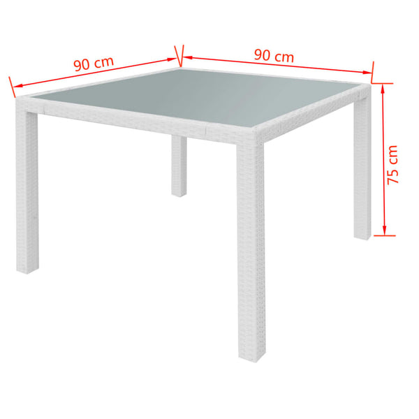 5-teilige Garten Essgruppe Cremeweiß Poly Rattan