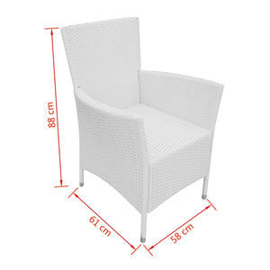5-teilige Garten Essgruppe Cremeweiß Poly Rattan