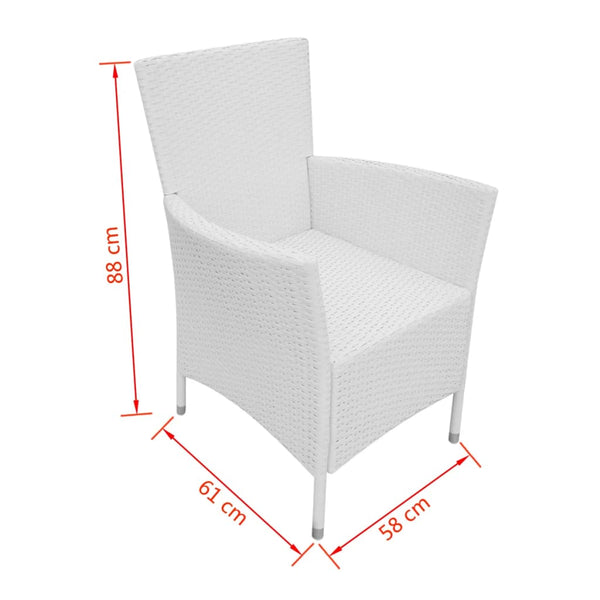 5-teilige Garten Essgruppe Cremeweiß Poly Rattan