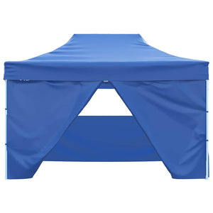 Blaues Faltzelt Pop-Up mit 4 Seitenteilen 3x4,5m