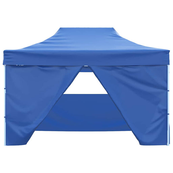 Blaues Faltzelt Pop-Up mit 4 Seitenteilen 3x4,5m