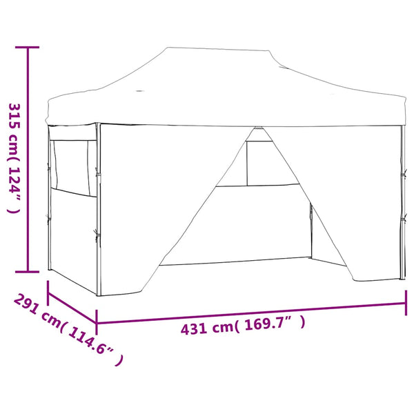 Faltzelt Pop-Up 3x4,5m Cremeweiß mit 4 Seitenteilen