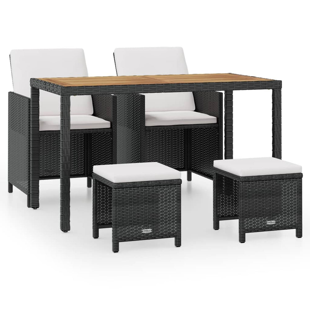 5-tlg. Garten Essgruppe Poly Rattan Schwarz