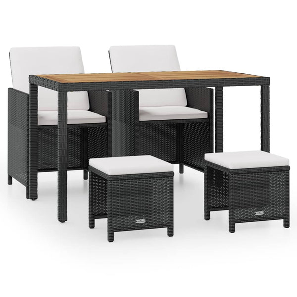 5-tlg. Garten Essgruppe Poly Rattan Schwarz