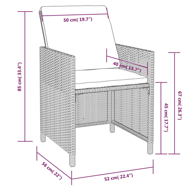 5-tlg. Garten Essgruppe Poly Rattan Schwarz