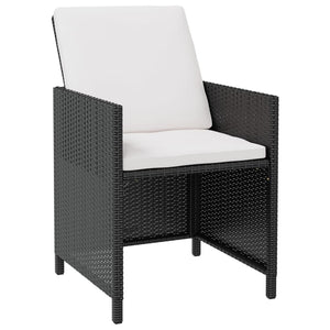 9-teilige Garten Essgruppe Poly Rattan Akazie Schwarz
