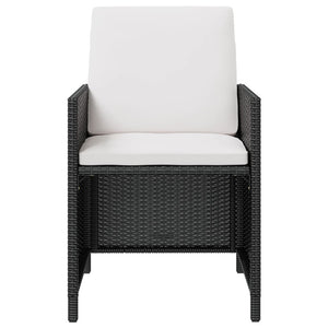9-teilige Garten Essgruppe Poly Rattan Akazie Schwarz