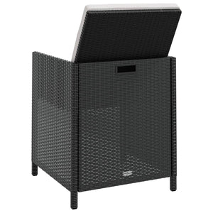9-teilige Garten Essgruppe Poly Rattan Akazie Schwarz