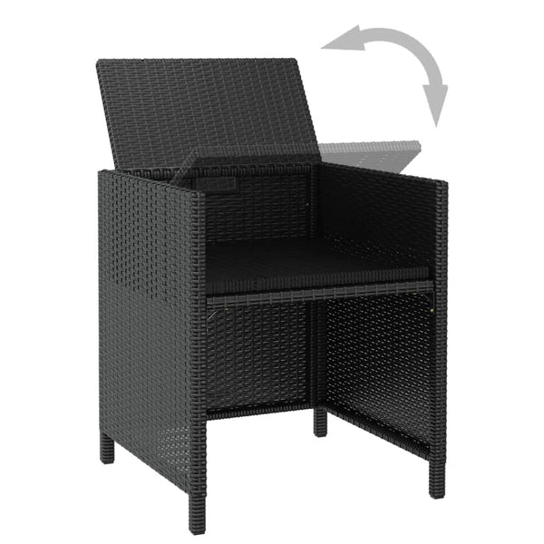9-teilige Garten Essgruppe Poly Rattan Akazie Schwarz